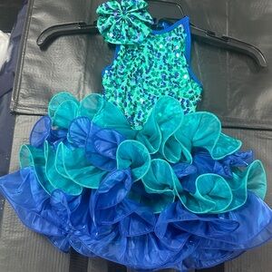 Kids Blue and Green Sequin Costume